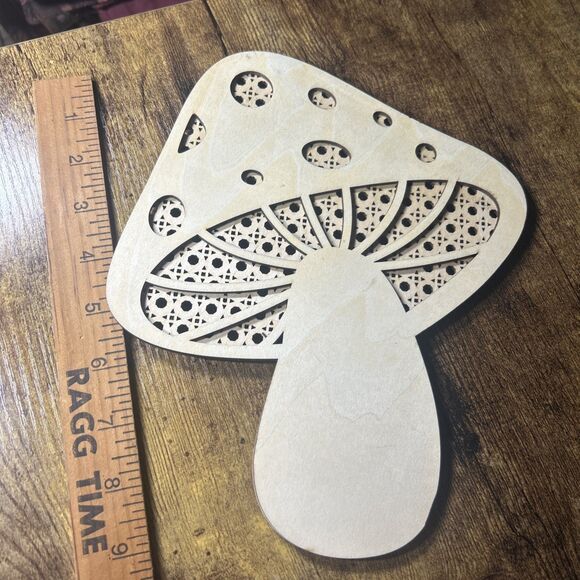 Mushroom Bundle (3) Wall Hanging Art Rattan Style Vintage Retro Natural Wood - Picture 9 of 14